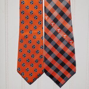Lot of 2 Tennessee Volunteers Neckties Orange Tristar Plaid UT Vols NCAA Men's